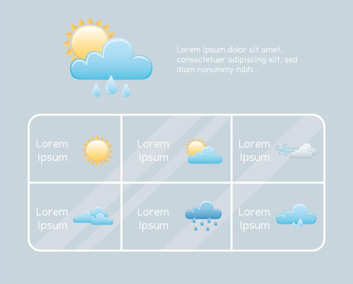 weather forecast, rainy, sunny and windy days vector