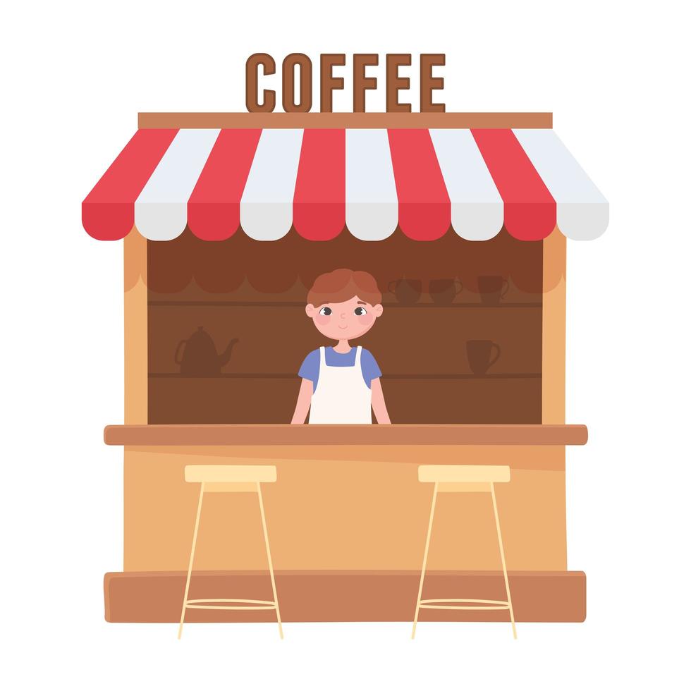 seller in coffee local shop small business, design white background vector