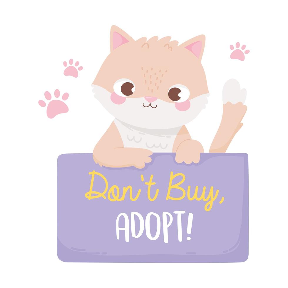 adopt a pet, funny little cat paws cartoon vector