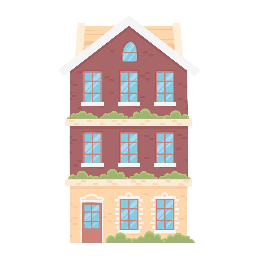 new home, traditional brick residential building with store vector