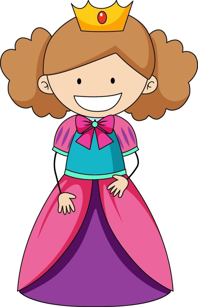 Simple cartoon character of a little princess isolated vector