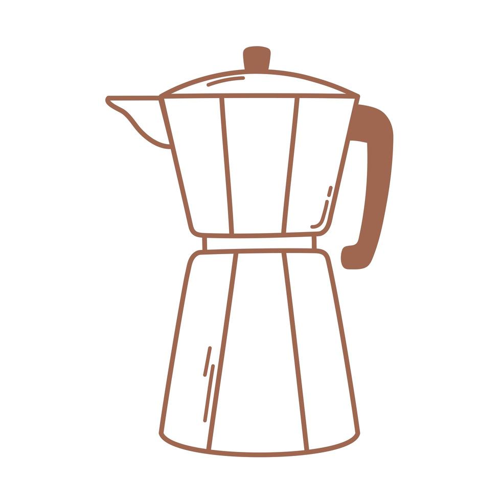 icono de olla moka de elaboración de café en línea marrón vector