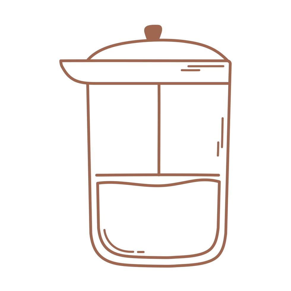 coffee brewing french press icon in brown line vector