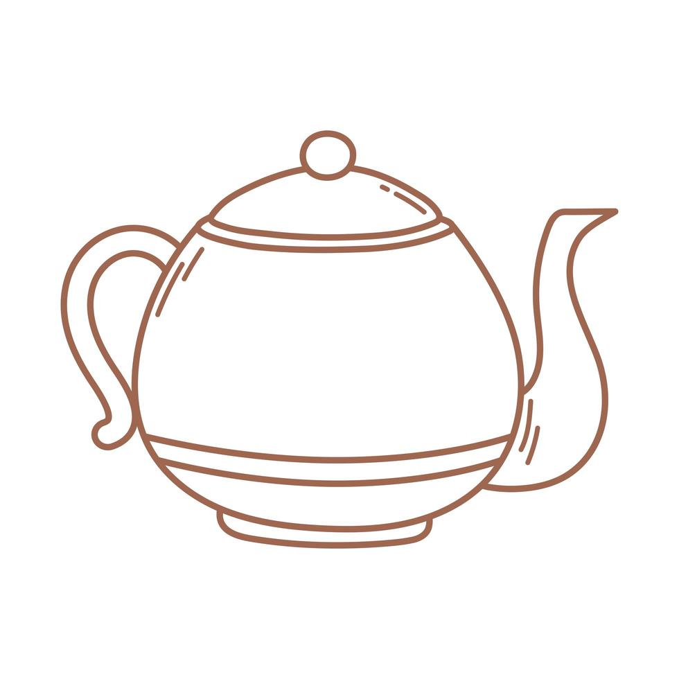 Cafetera hervidor cocina icono tradicional en línea marrón vector