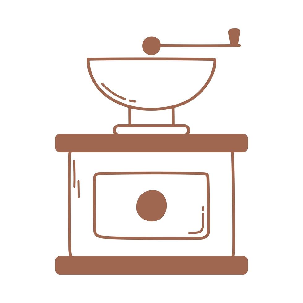 icono de máquina de tostado manual de café en línea marrón vector