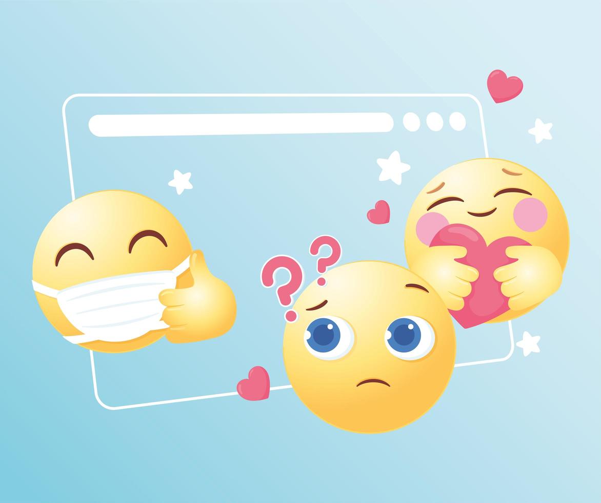 divertidas reacciones de emoticonos emoji redes sociales vector