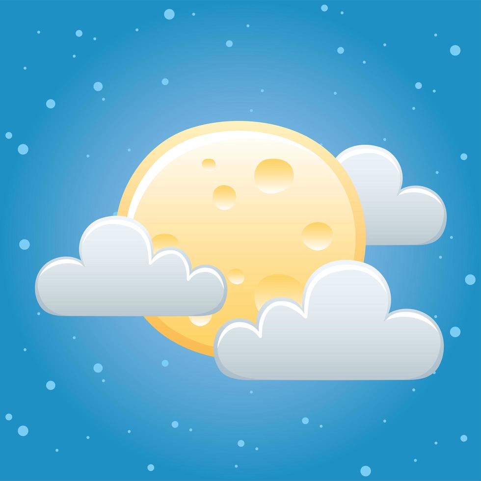 weather whole moon clouds sky night vector