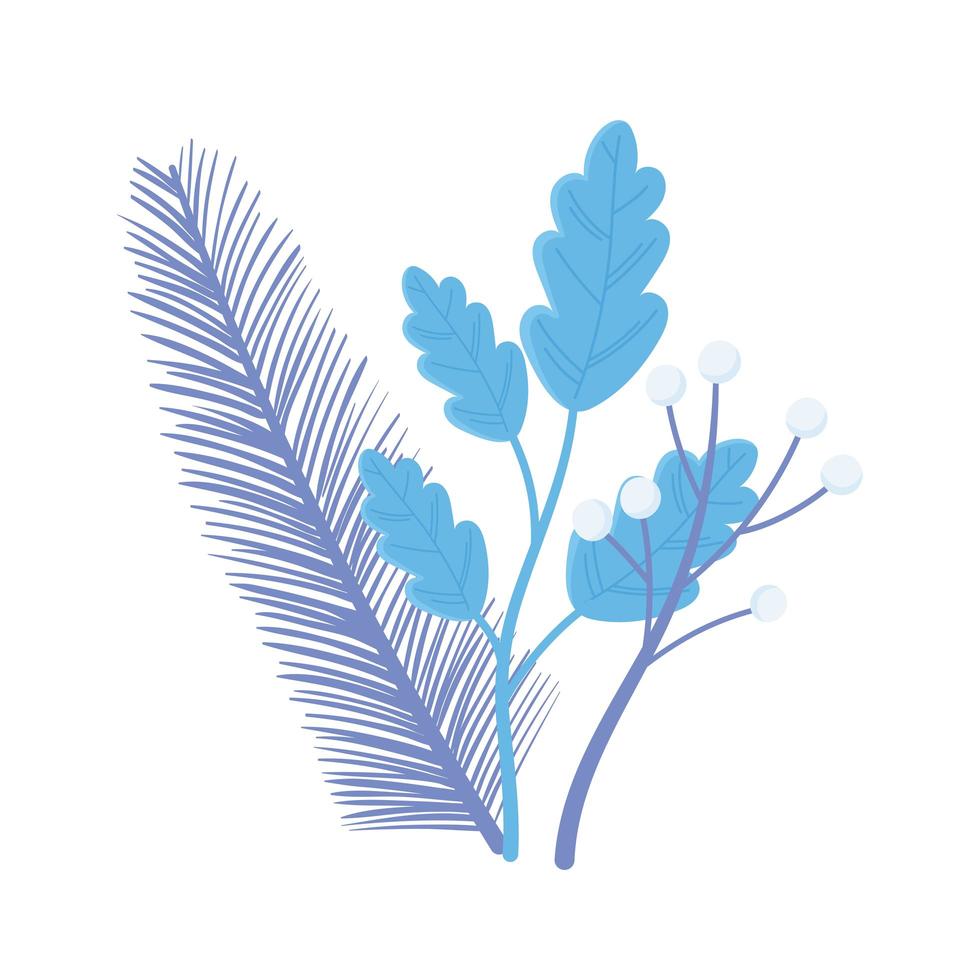 winter foliage leaves branch snow decoration vector