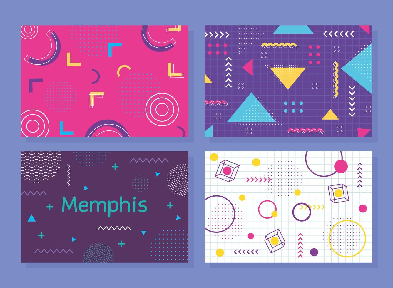 conjunto de banner de estilo memphis, decoración de formas abstractas vector