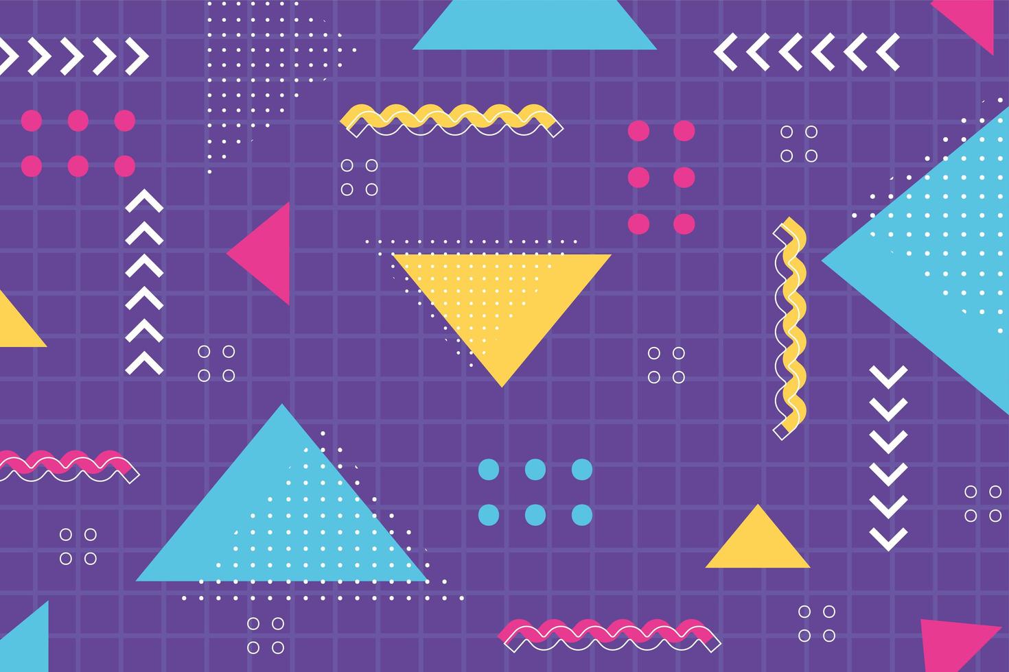 memphis shape with geometric 80s 90s style abstract grid background vector