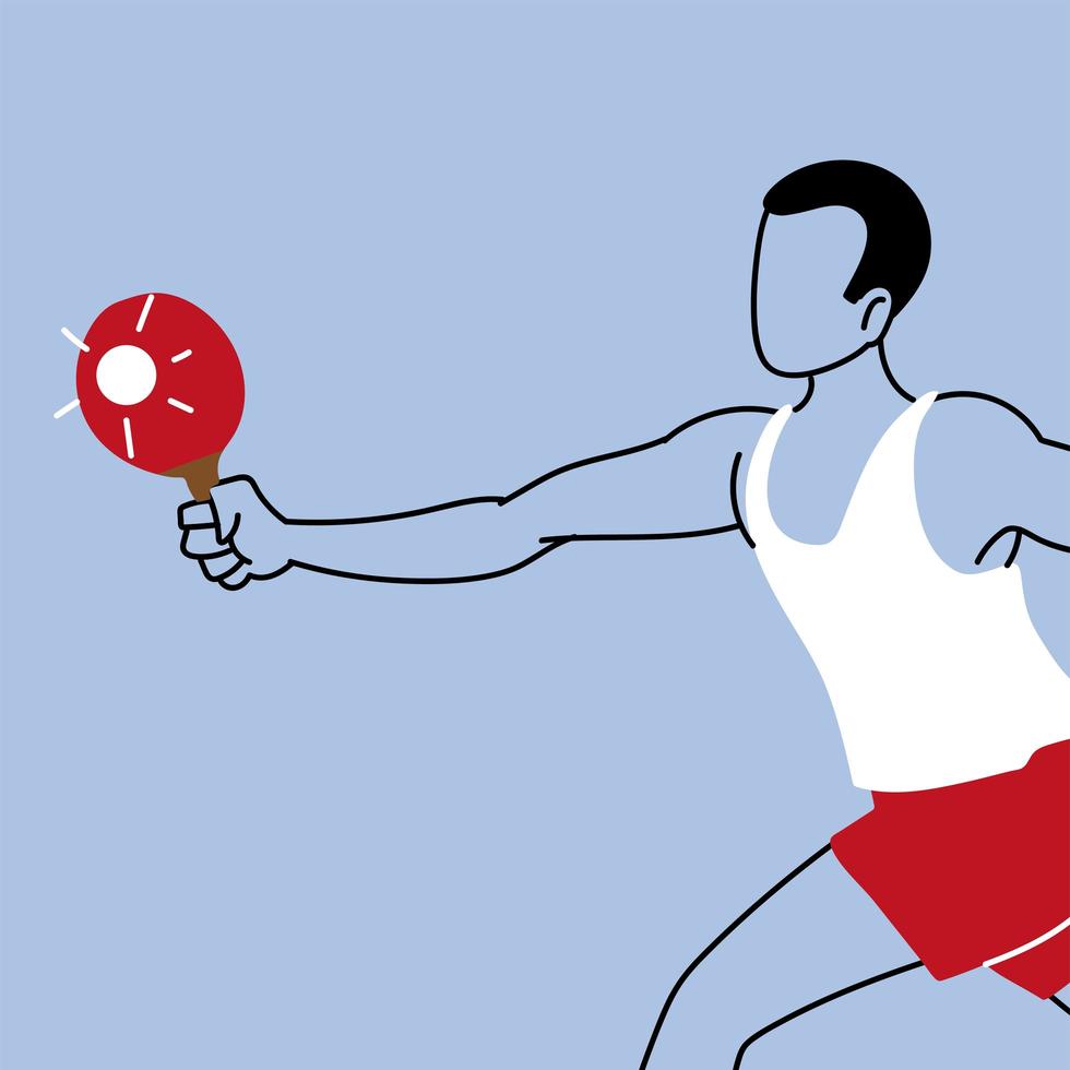 man playing table tennis, ping pong vector