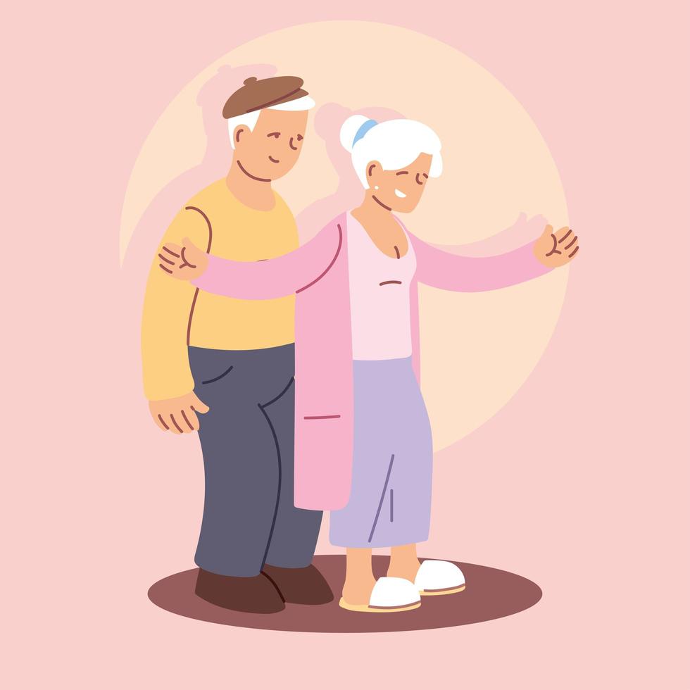 feliz dia de los abuelos, abuelo y abuela, pareja de ancianos vector