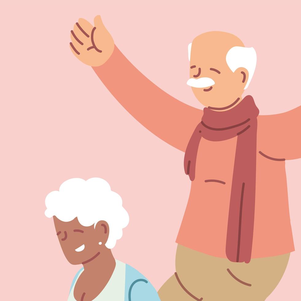 happy grandparents day, grandpa and grandma, elderly couple vector