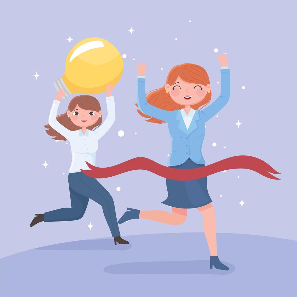 happy women leadership with light bulb and crossing goal 2687929 Vector Art  at Vecteezy