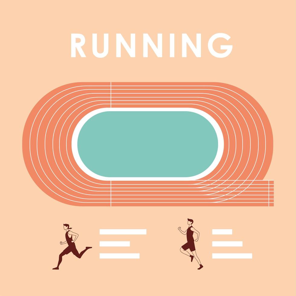 avatares de hombres corriendo y pista de diseño vectorial vector