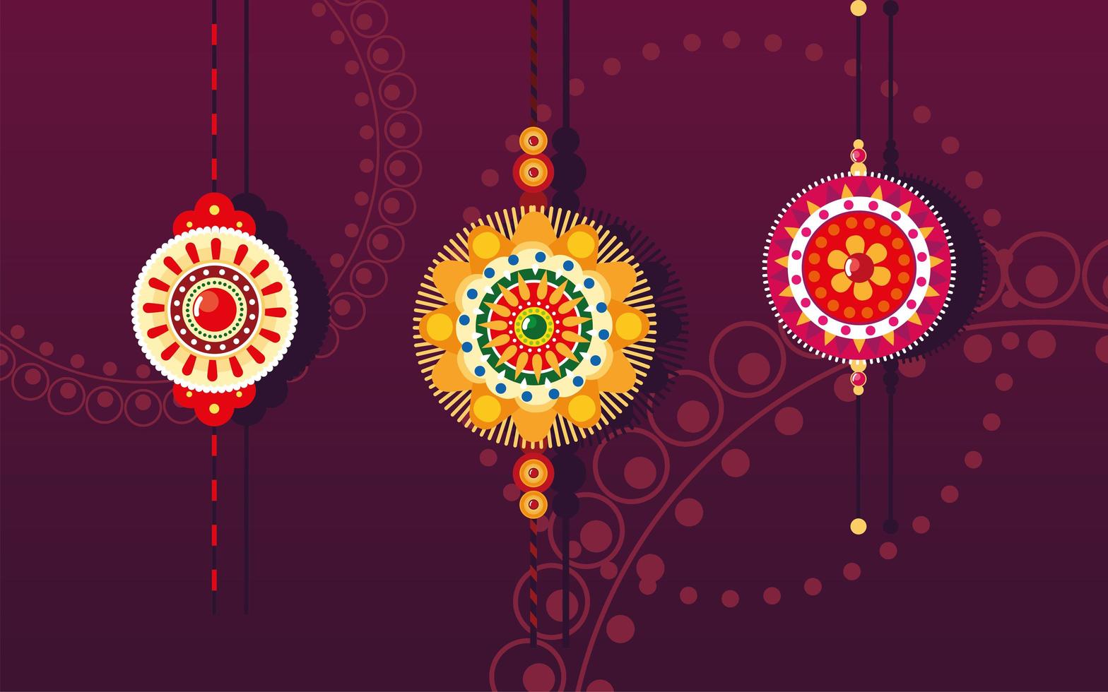 raksha bandhan mandala multicolor flores pulseras diseño vectorial vector