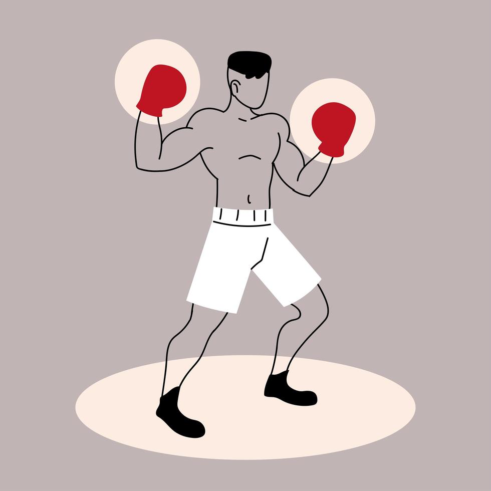 boxing, sports training, boxer man prepares for competition vector