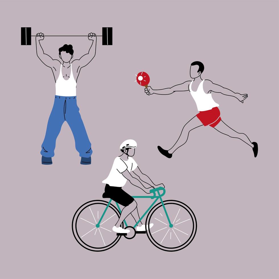 group of people in sports activities vector