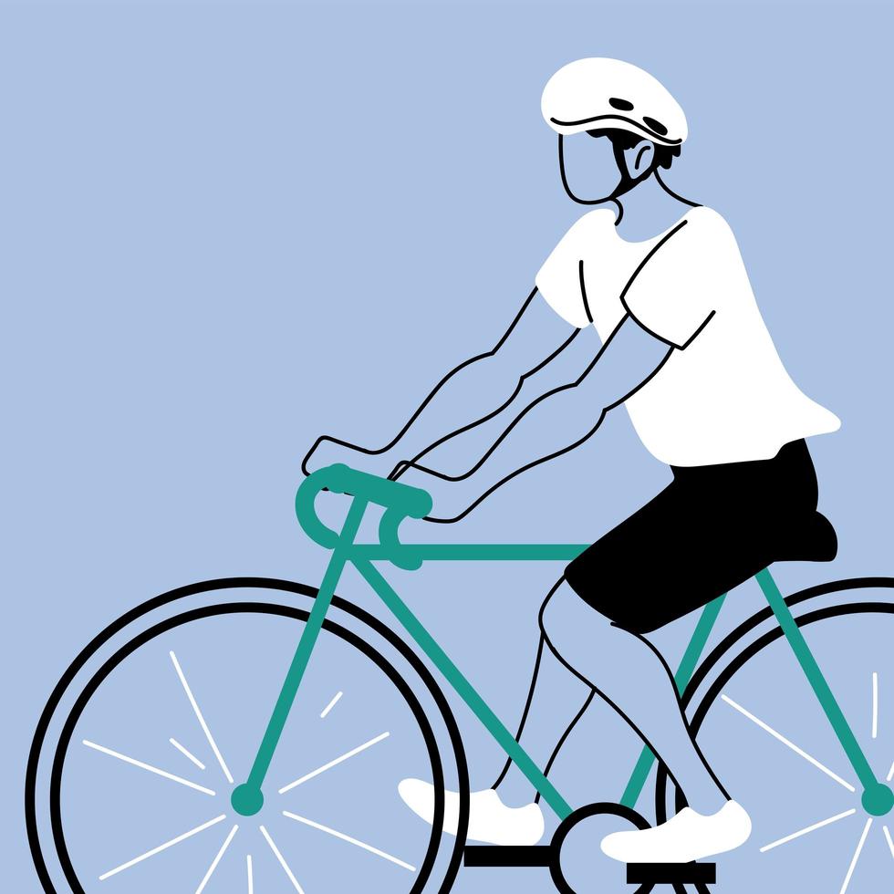 joven montando bicicleta, ciclista hombre vector