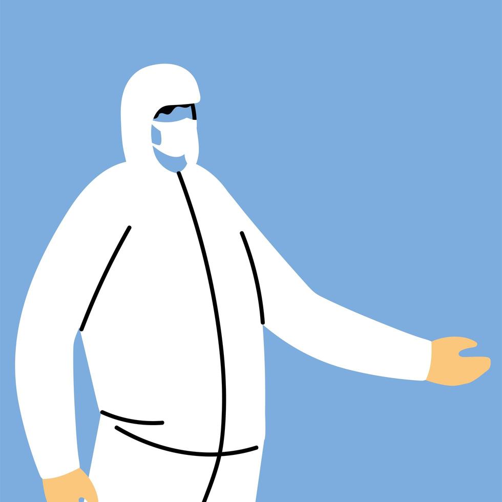man in protective suit, safety clothing vector