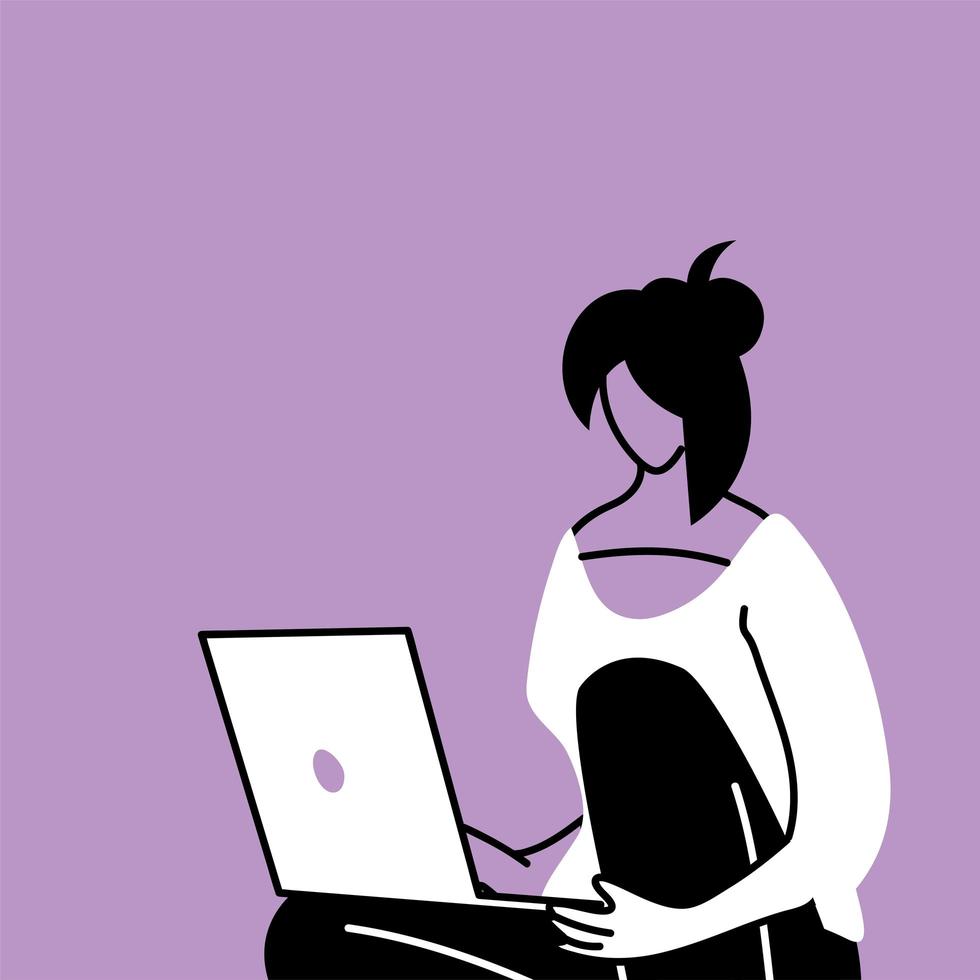 woman office worker working on computer vector