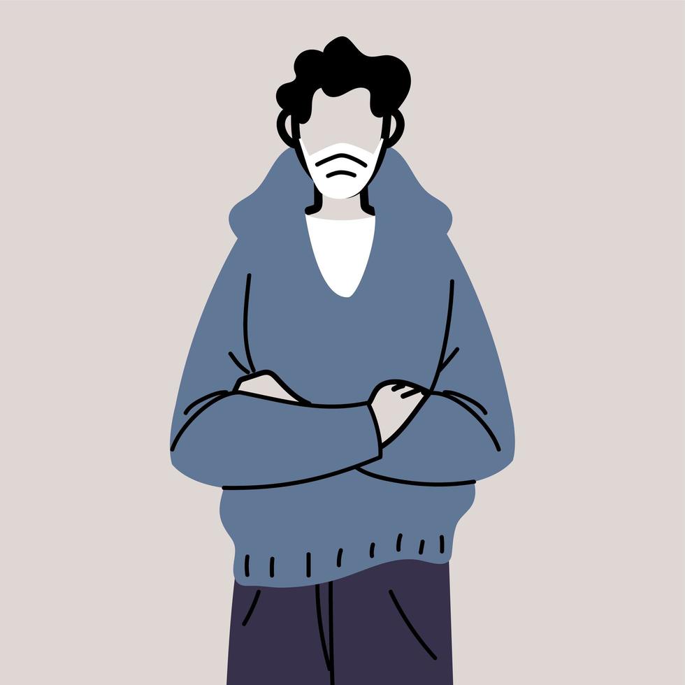 man in protective medical face mask, man wearing protection from coronavirus vector