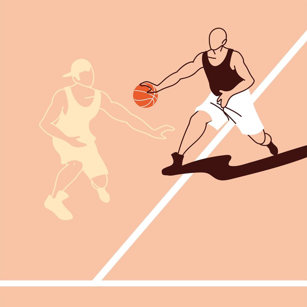 hombre de jugador de baloncesto con diseño de vector de bola