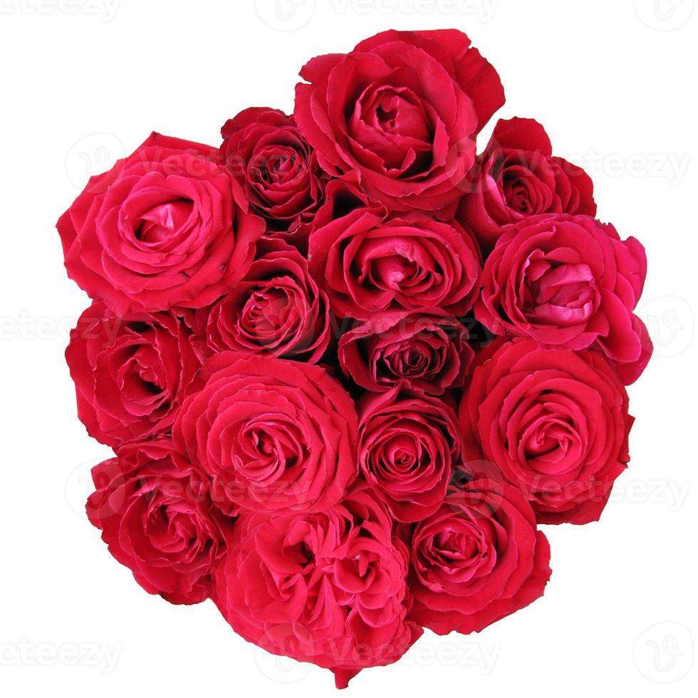 Red roses bouquet isolated on white background photo