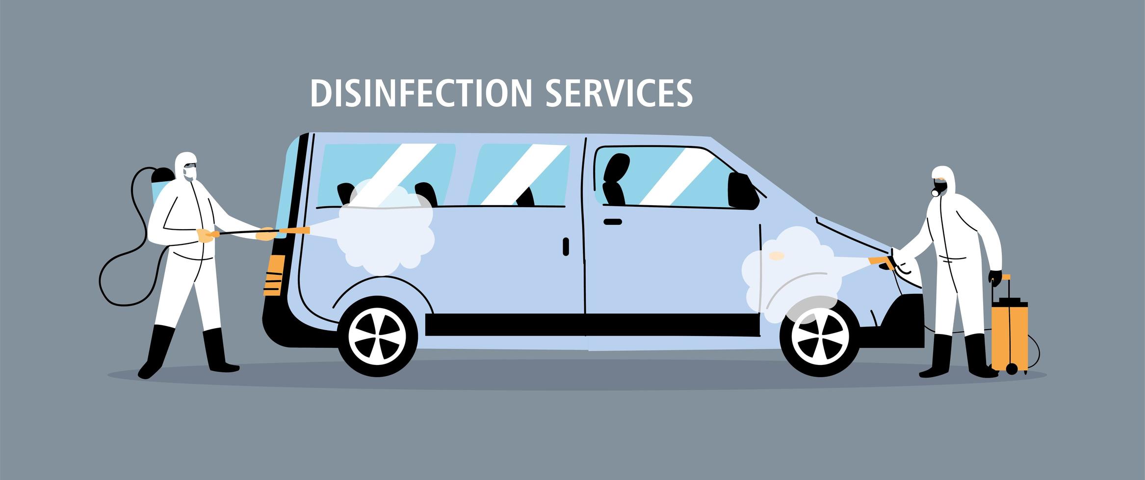 service van disinfection by coronavirus or covid 19 vector