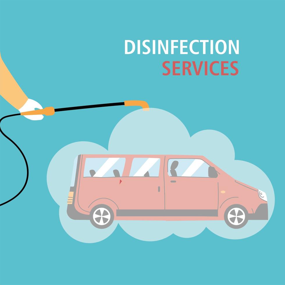 service van disinfection by coronavirus or covid 19 vector