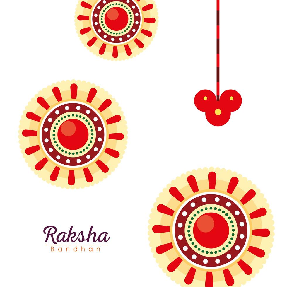 Raksha bandhan red mandala flowers wristbands vector design