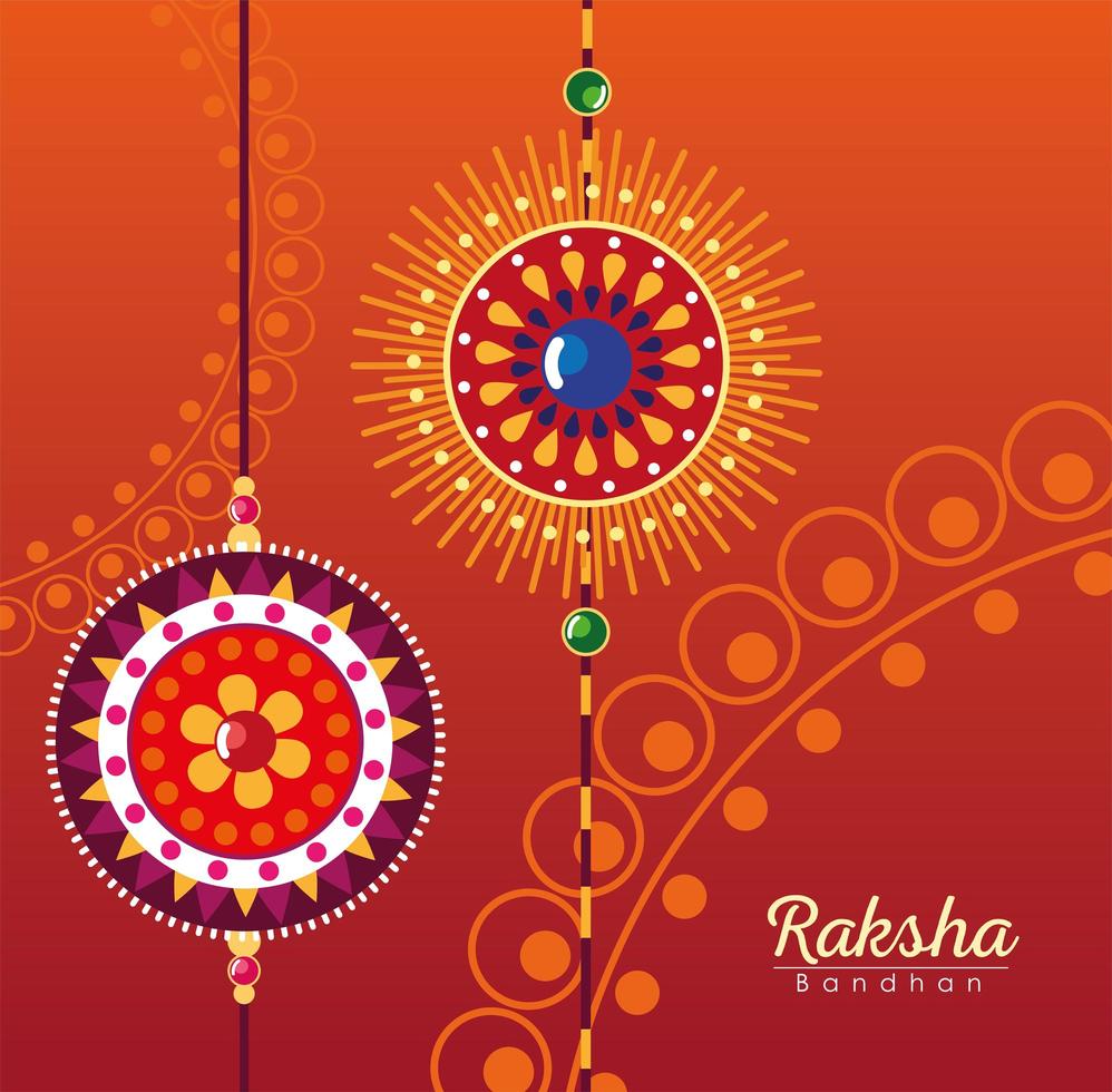 Raksha bandhan multicolored mandala flowers wristbands vector design