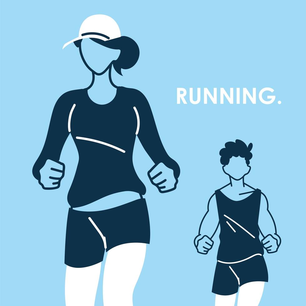 avatar de hombre y mujer corriendo diseño vectorial vector