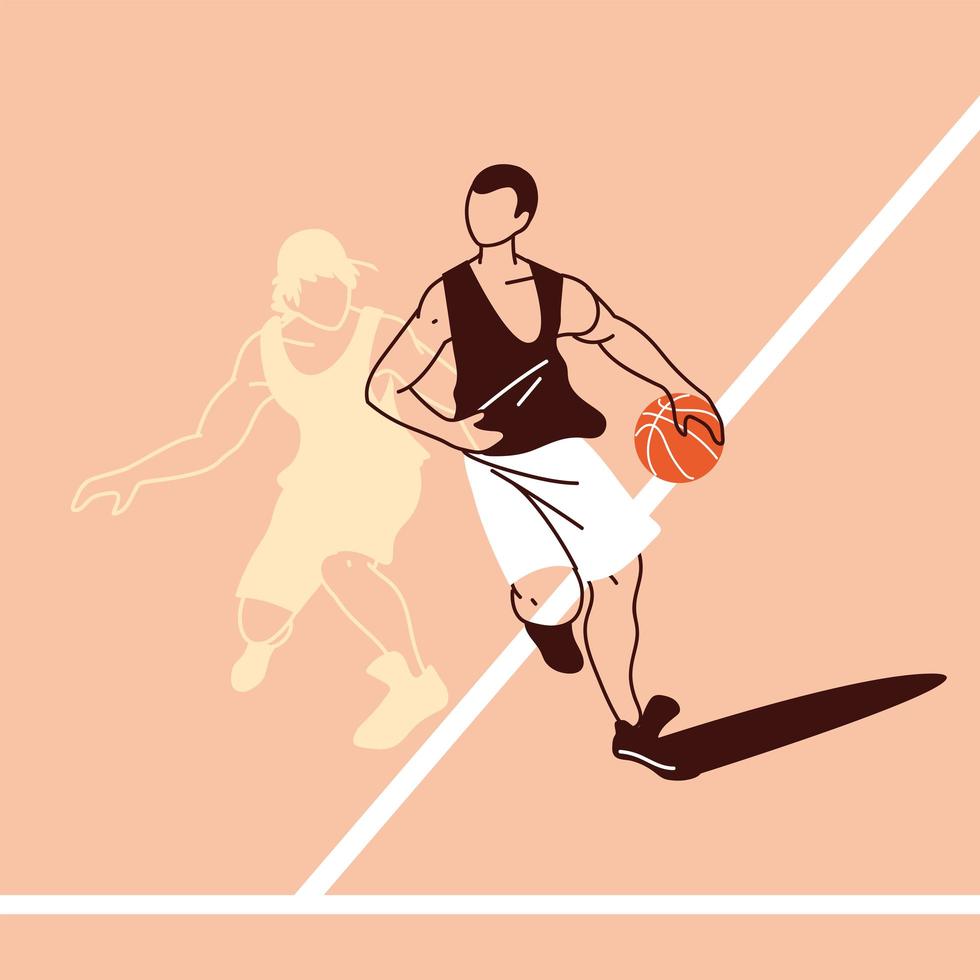 hombre de jugador de baloncesto con diseño de vector de bola