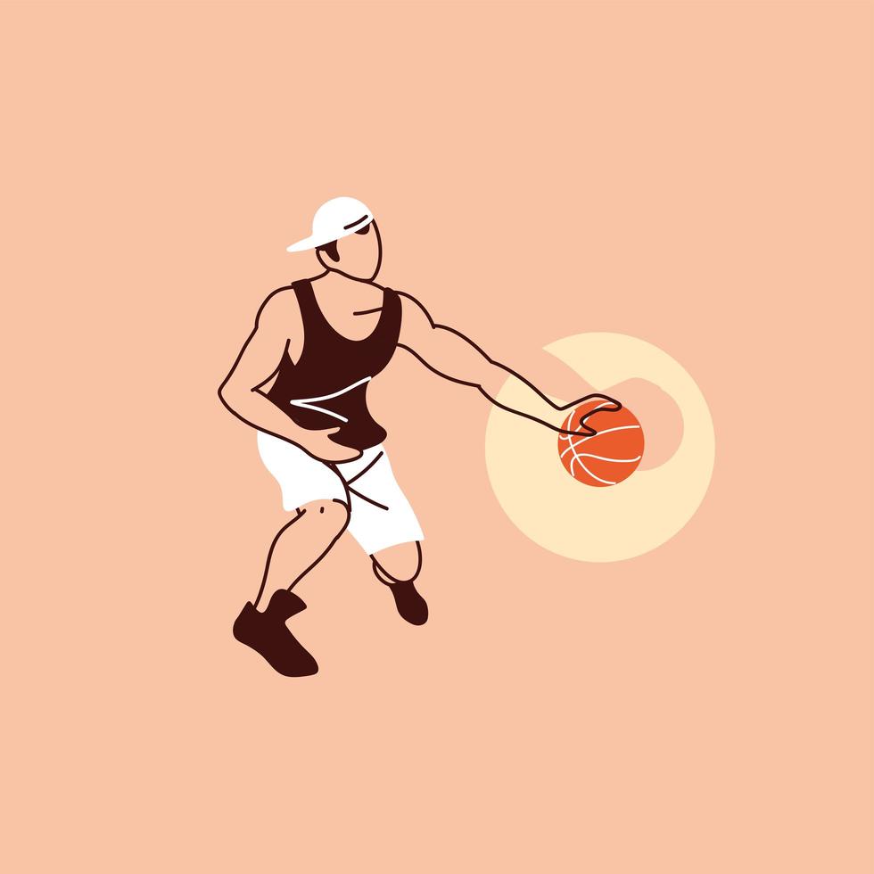 hombre de jugador de baloncesto con diseño de vector de bola