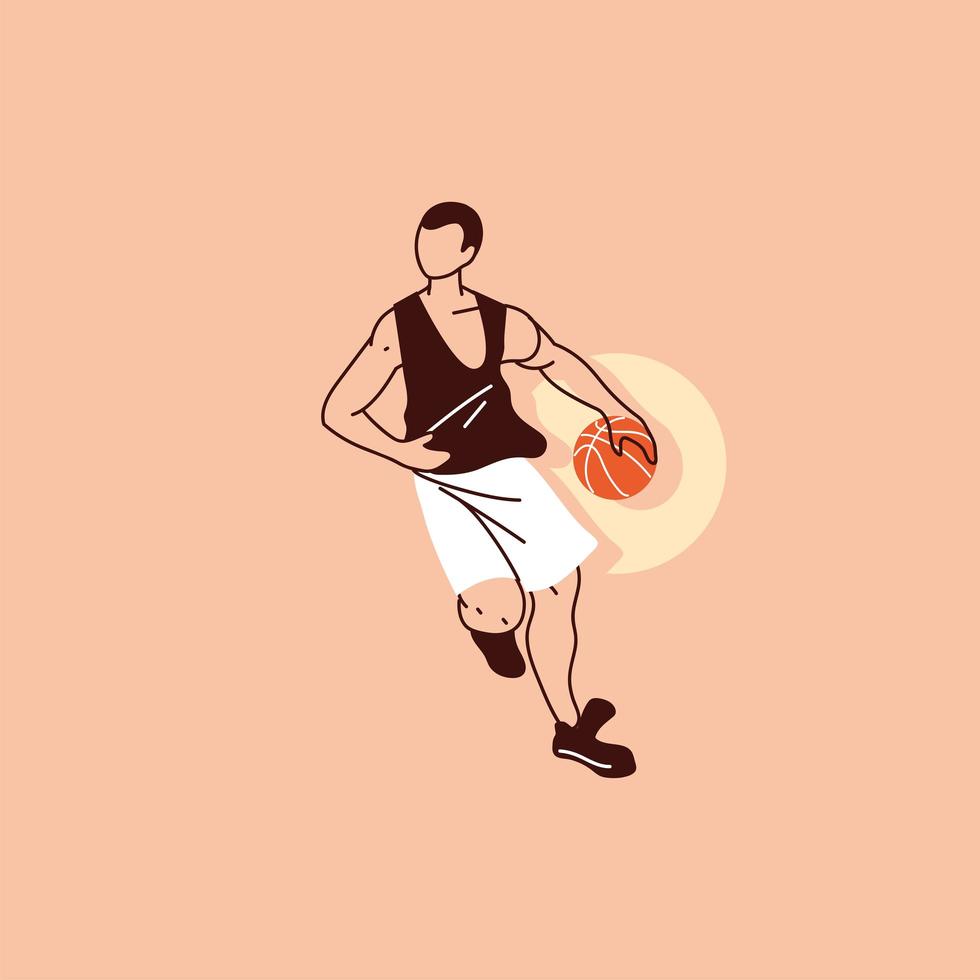 hombre de jugador de baloncesto con diseño de vector de bola