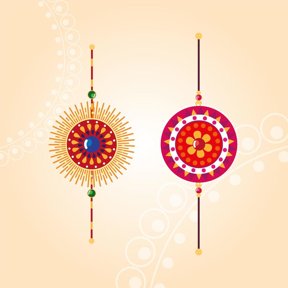 Raksha bandhan multicolored mandala flowers wristbands vector design