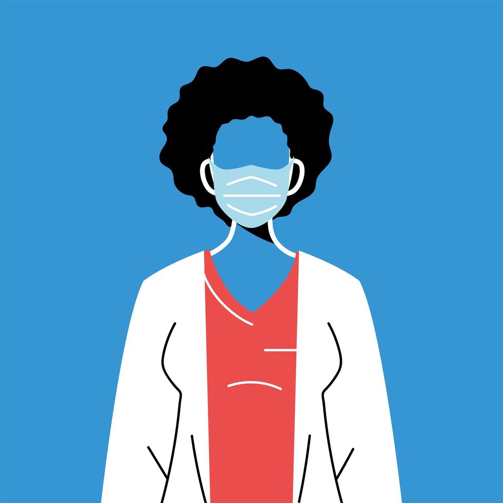 Female doctor with mask and uniform vector design