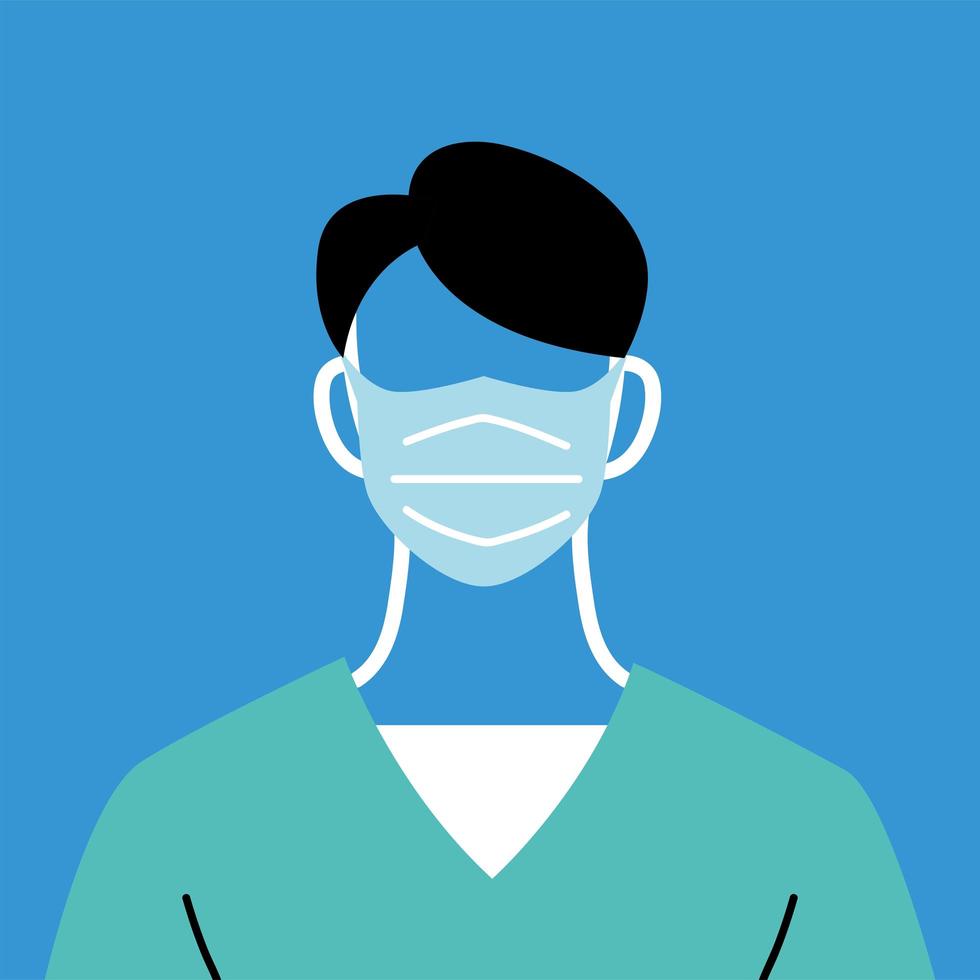 male doctor with mask and uniform vector design