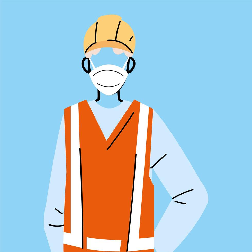 technician man with face mask and uniform vector