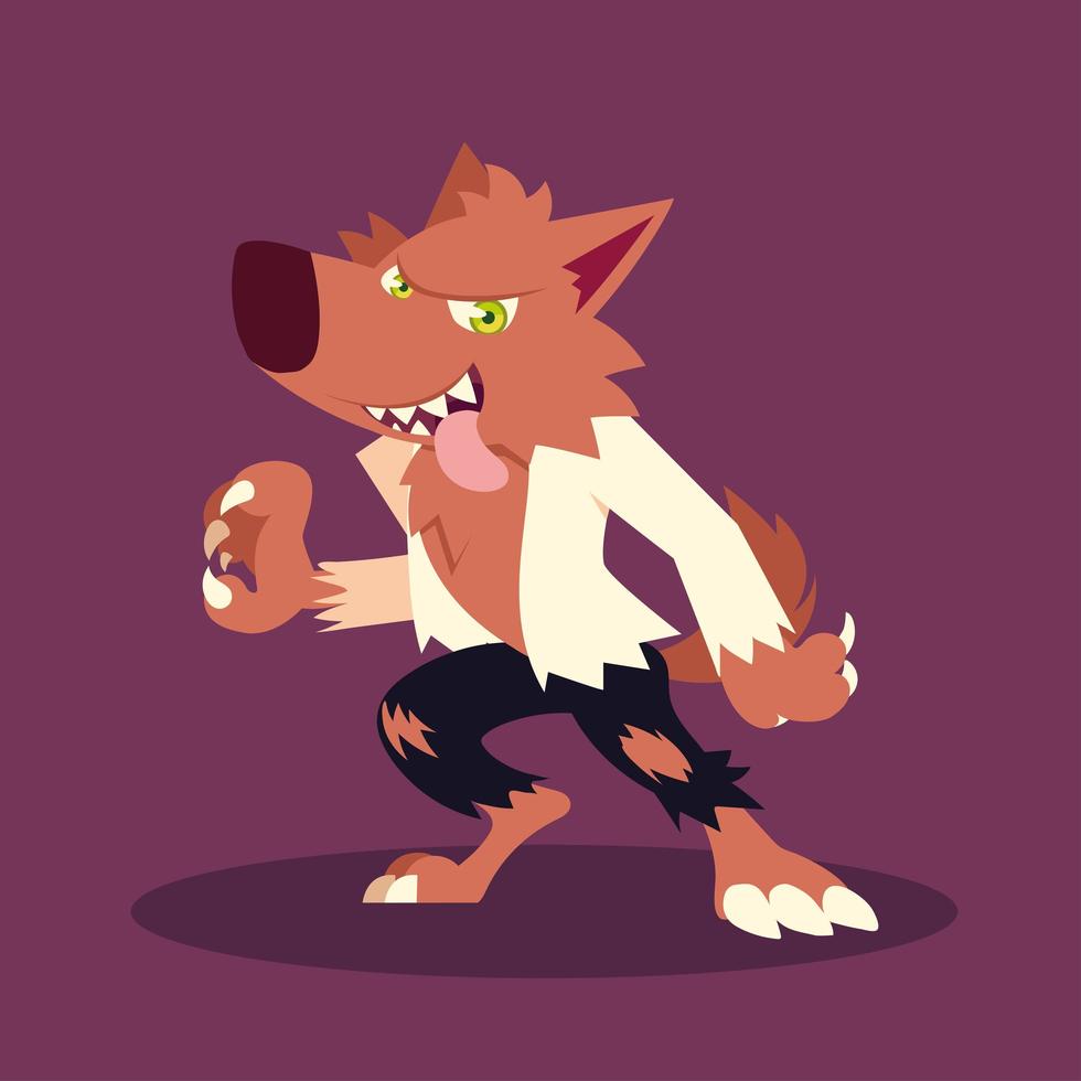 wolf character for happy halloween vector