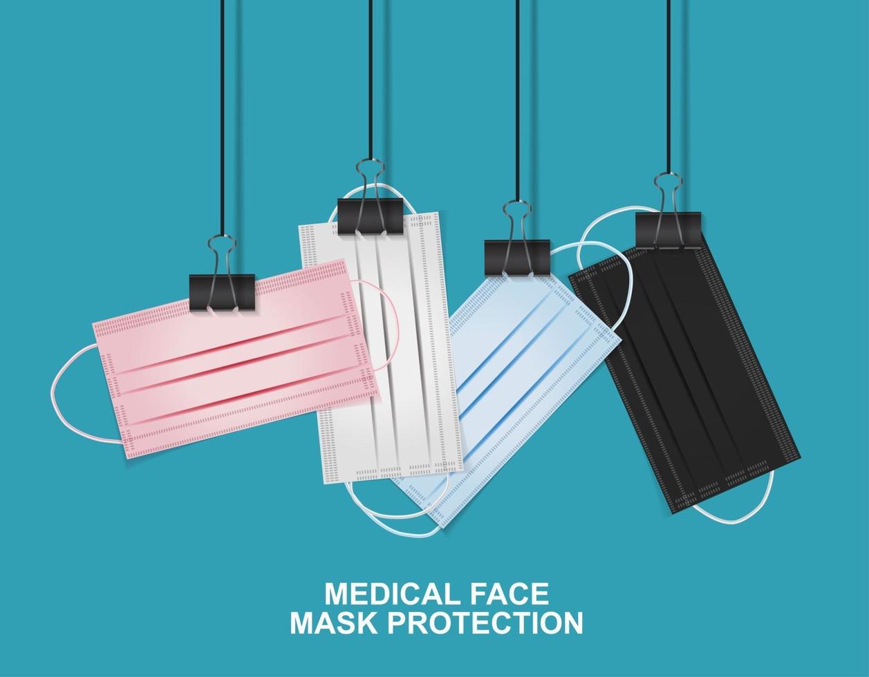 Medical Face Mask Protection. Vector Illustration