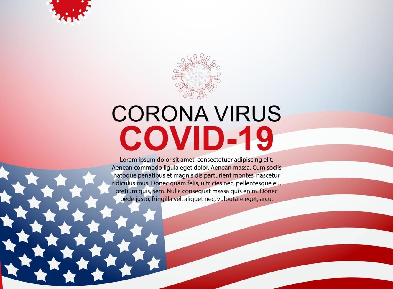 Corona Virus Covid 19 background with USA Flag. Vector Illustration