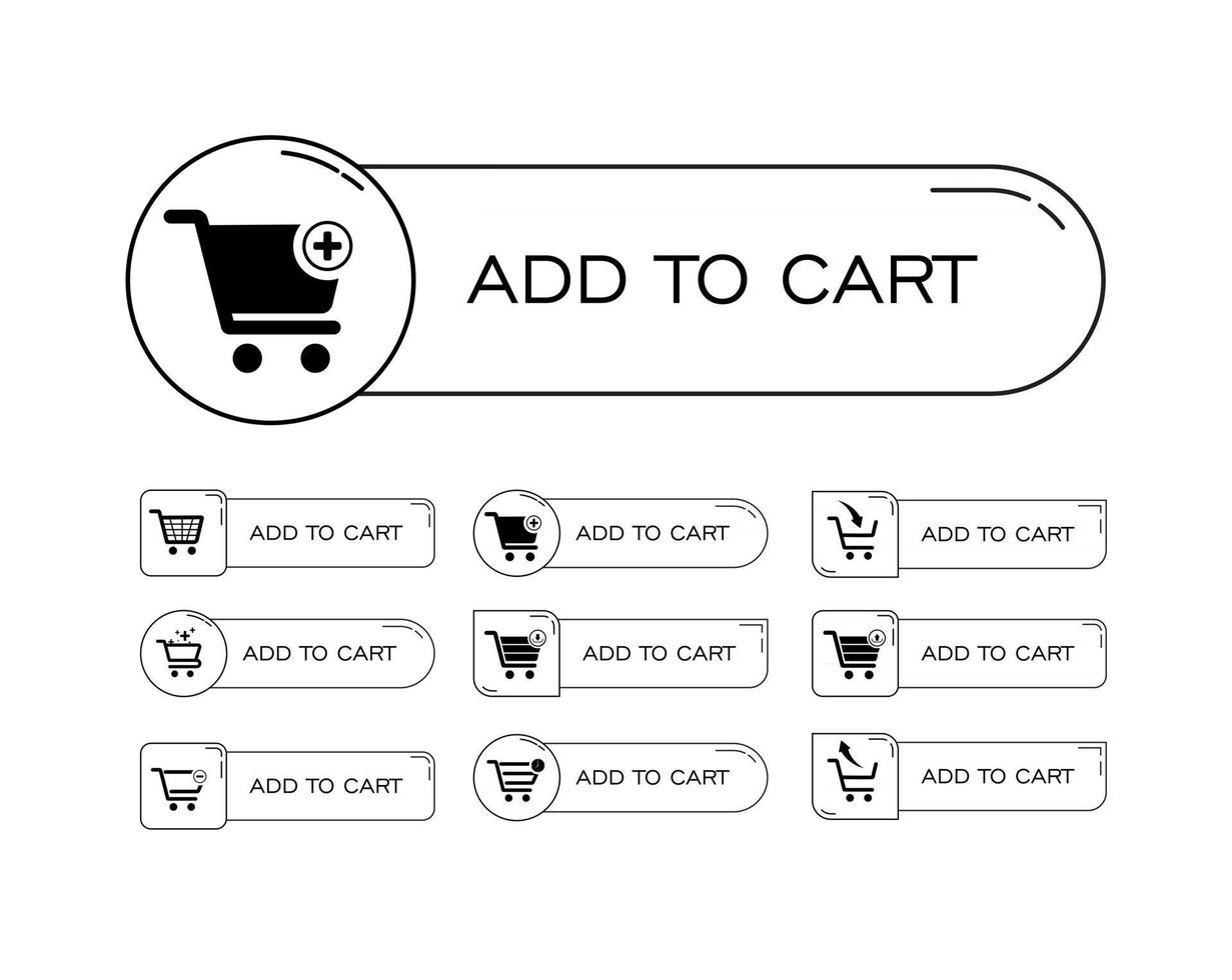 conjunto de iconos de botón agregar al carrito vector de compras