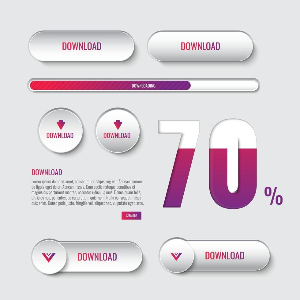 Button download web set design modern vector