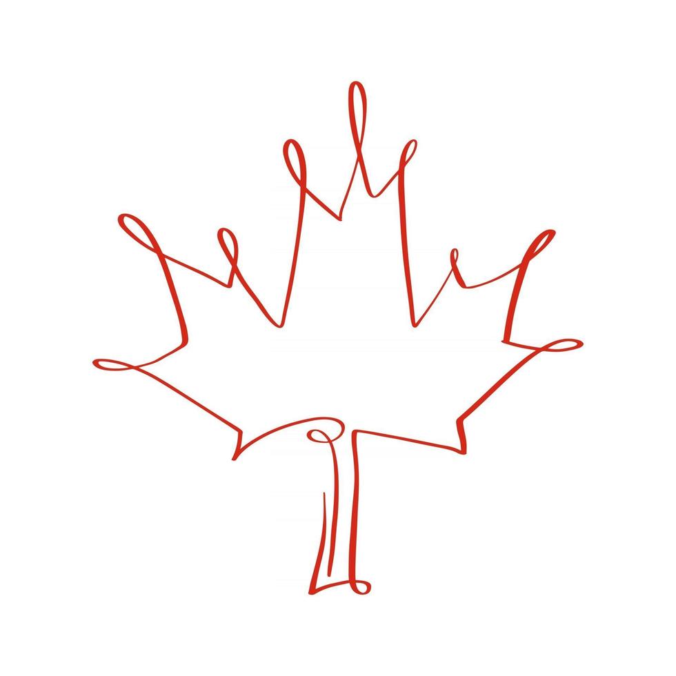 hoja de arce para canadá día 1 de julio tarjeta o fondo. vector tarjeta de felicitación canadiense. cartel festivo o pancarta con letras a mano. ilustración de diseño plano