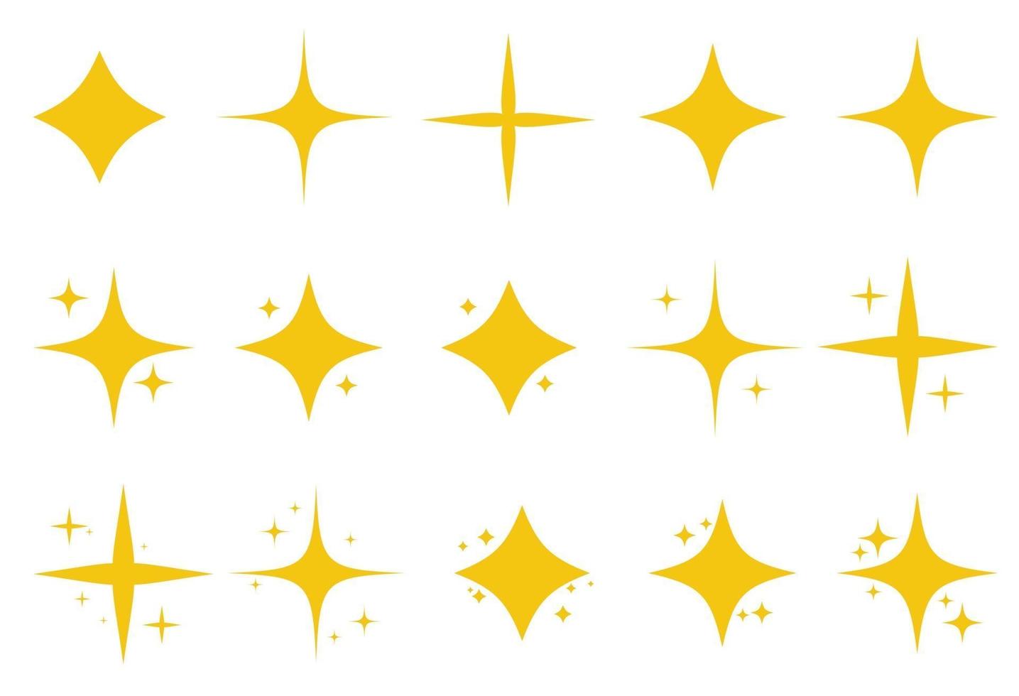 conjunto amarillo de estrellas brillantes originales icono de brillo. colección de estrellas de efecto de luz brillante. ilustración vectorial vector