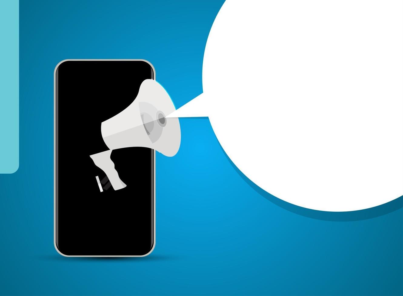 Abstract Mobile Phone with Hand and Megaphone. Vector illustration