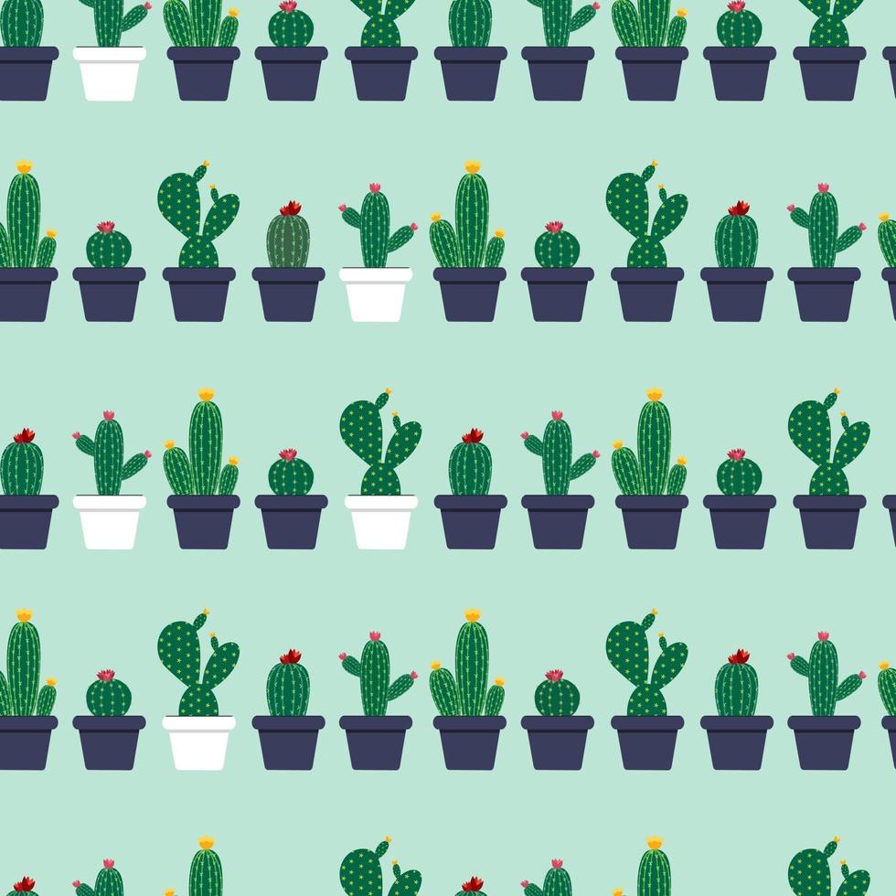 Cactus Natural Seamless Pattern Background Vector Illustration.