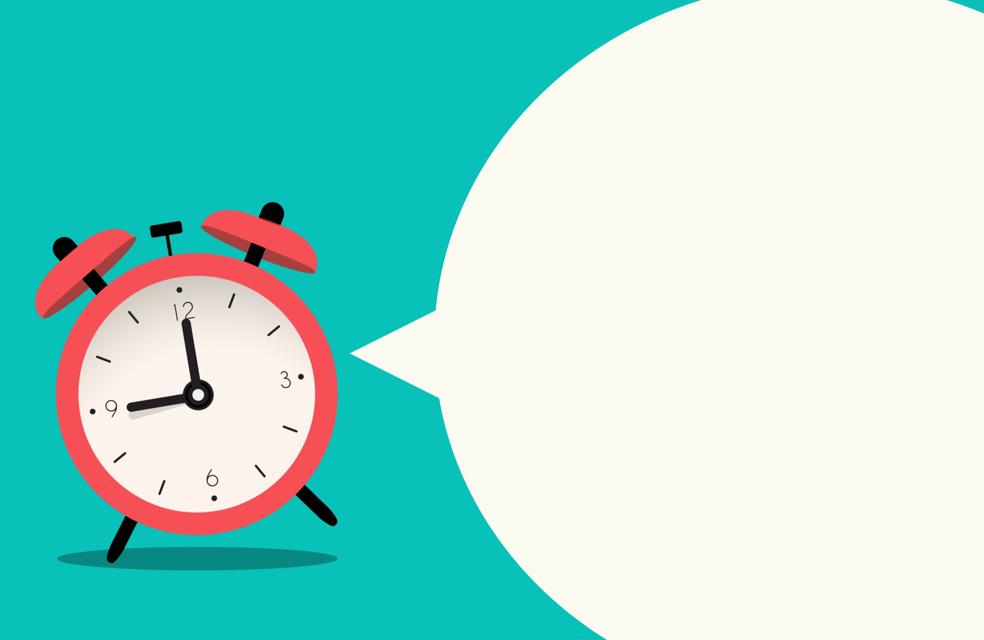 Alarm Clock Icon with speech bubble background. Vector Illustration